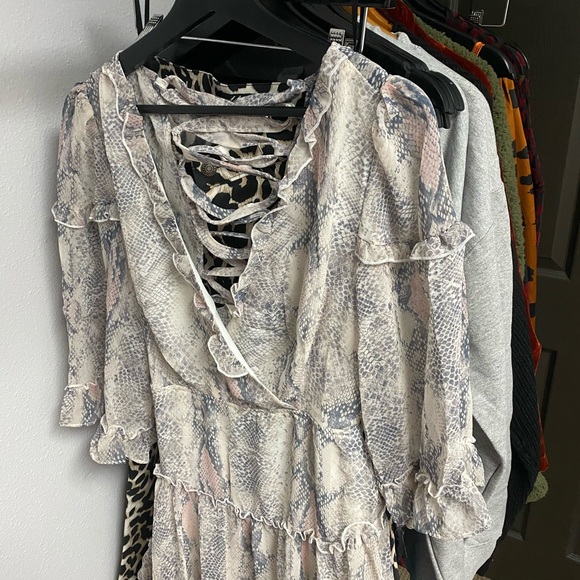 *BLACK FRIDAY SALE* Snakeskin Print Lace Up Back Dress - Picture 4 of 6